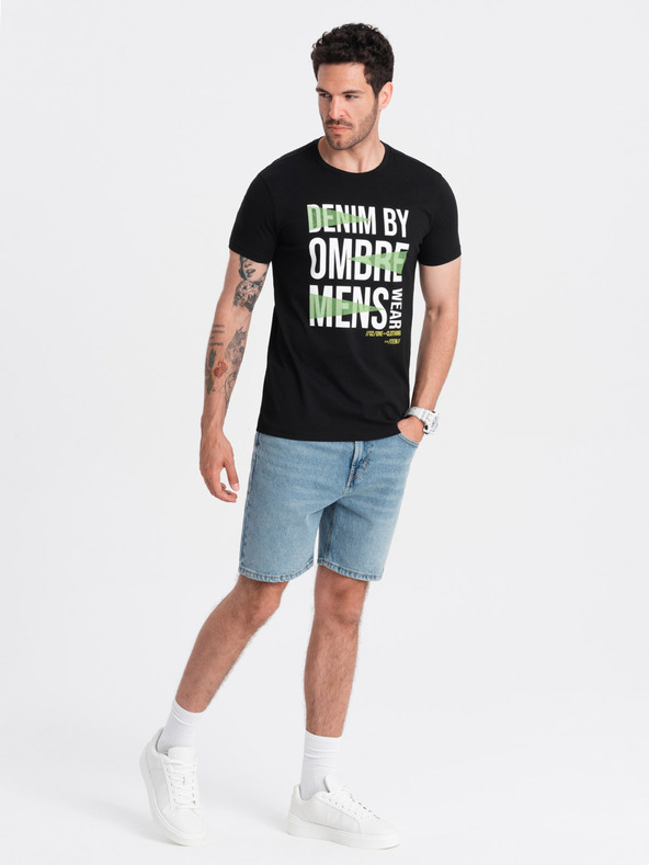 Ombre Clothing Crna muška pamučna majica Ombre Clothing