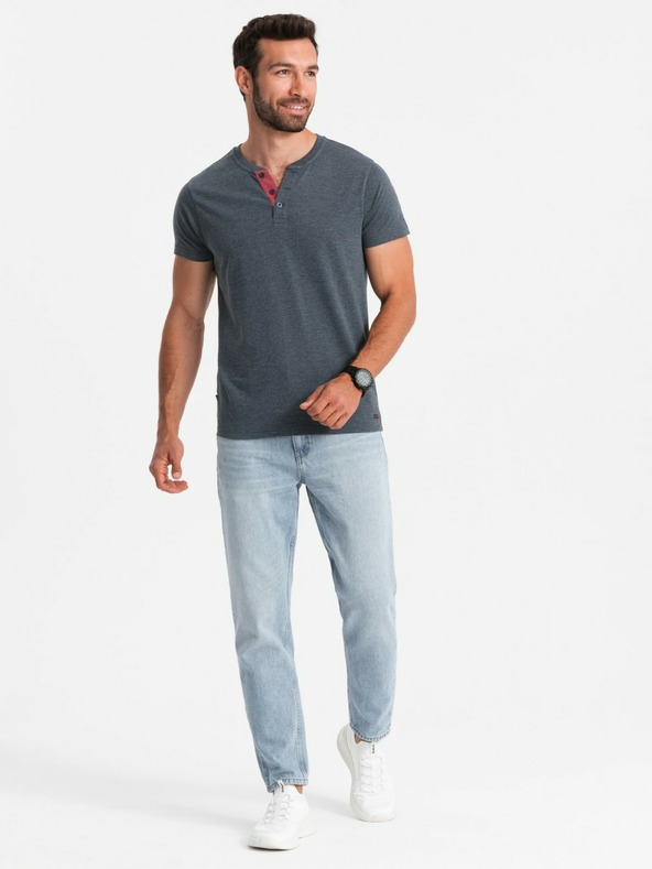 Ombre Clothing Plava muška majica s okruglim izrezom Ombre Clothing