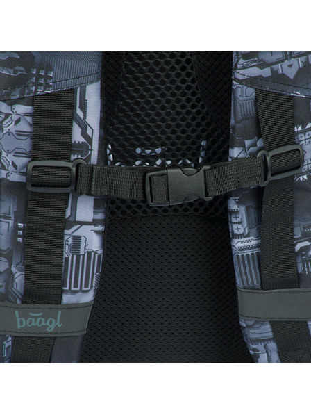 BAAGL  Baagl Core Technic sivi školski ruksak