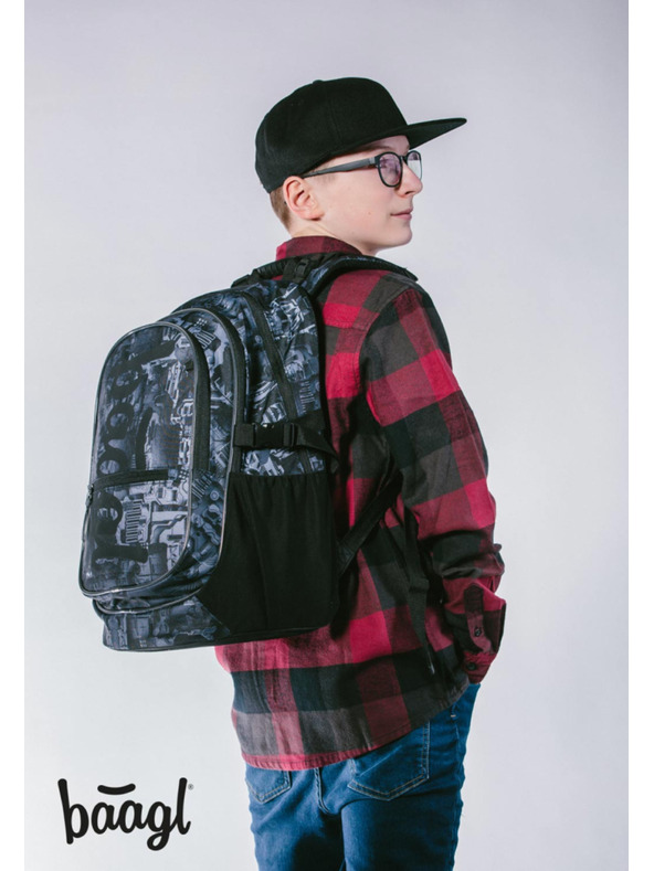 BAAGL  Baagl Core Technic sivi školski ruksak