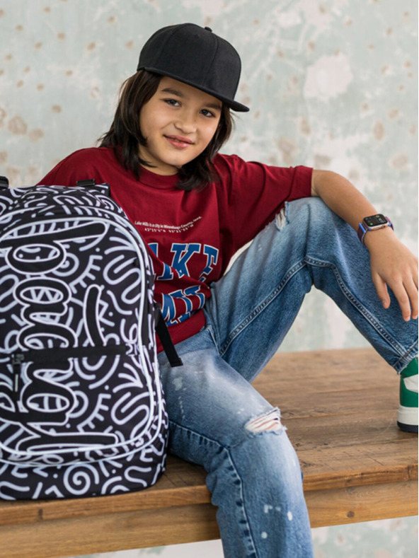 BAAGL  Crni školski set s uzorkom - ruksak, pernica, torba Baagl Core Element