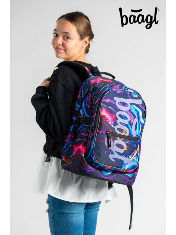 BAAGL  Ljubičasti školski set - ruksak, pernica, torba Baagl Core Marble