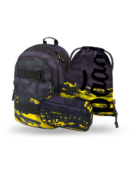 BAAGL  Sivi školski set - ruksak, pernica, torba Baagl Skate Dune