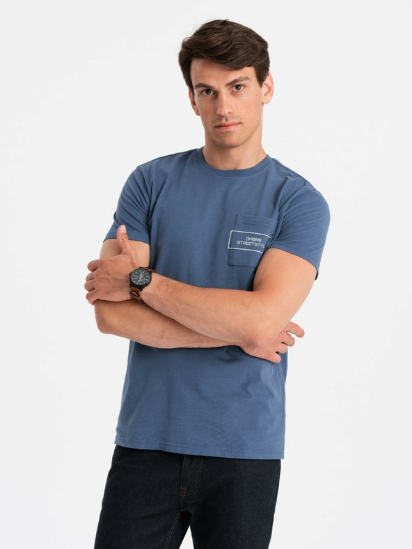 Ombre Clothing Muška pamučna majica s Ombre Streetstyle džepnim printom Ombre Clothing