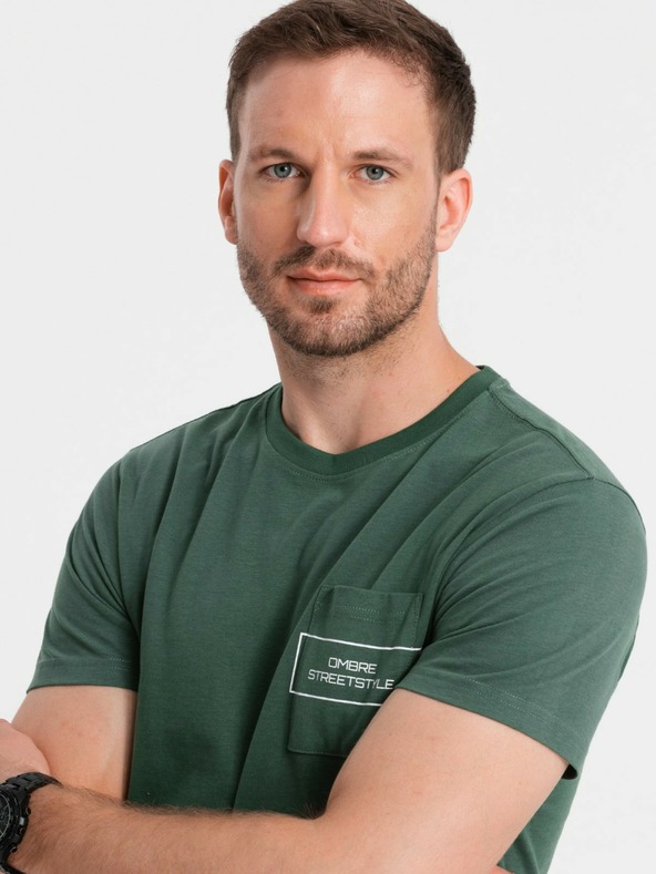Ombre Clothing Muška pamučna majica s Ombre Streetstyle džepnim printom Ombre Clothing