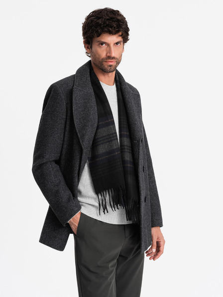 Ombre Clothing Muški kratki vuneni kaput s dvostrukim kopčanjem Ombre odjeća V1 OM-COWC-0115