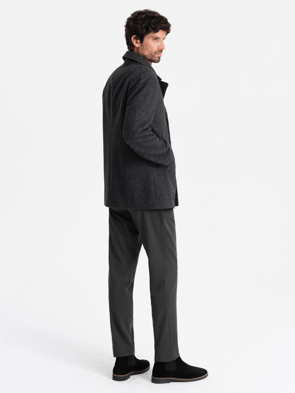 Ombre Clothing Muški kratki vuneni kaput s dvostrukim kopčanjem Ombre odjeća V1 OM-COWC-0115