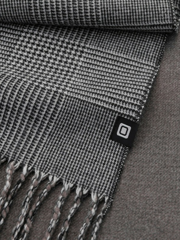 Ombre Clothing Muški dvostrani karirani šal s resicama crno-bijeli Ombre Clothing