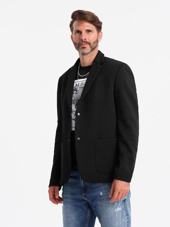 Ombre Clothing Muška jakna s visokim ovratnikom i kapuljačom crna Ombre odjeća