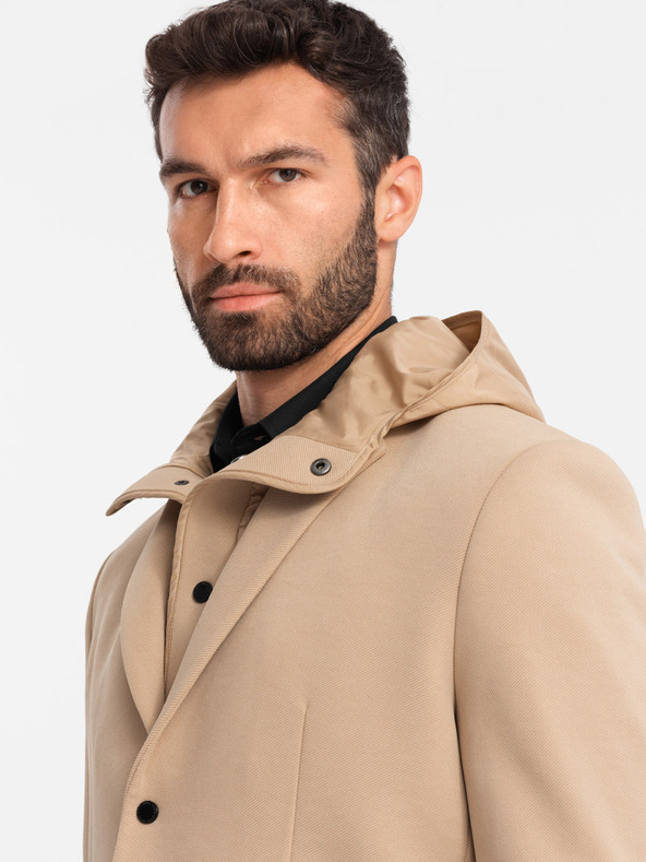 Ombre Clothing Svijetlosmeđa Ombre odjeća Muška jakna s kapuljačom s visokim ovratnikom