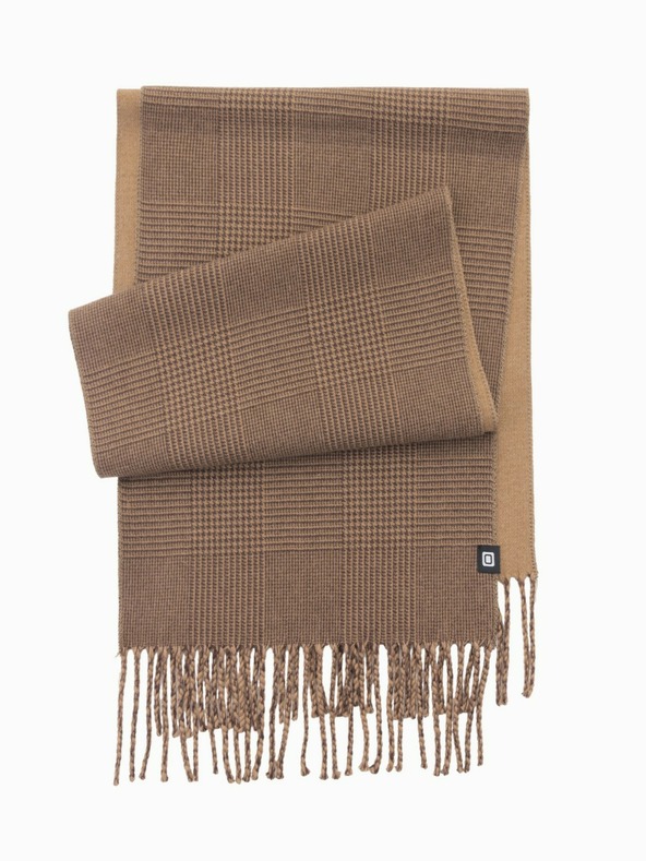 Ombre Clothing Muški obojeni karirani šal s rubovima, smeđa i bež ombre odjeća