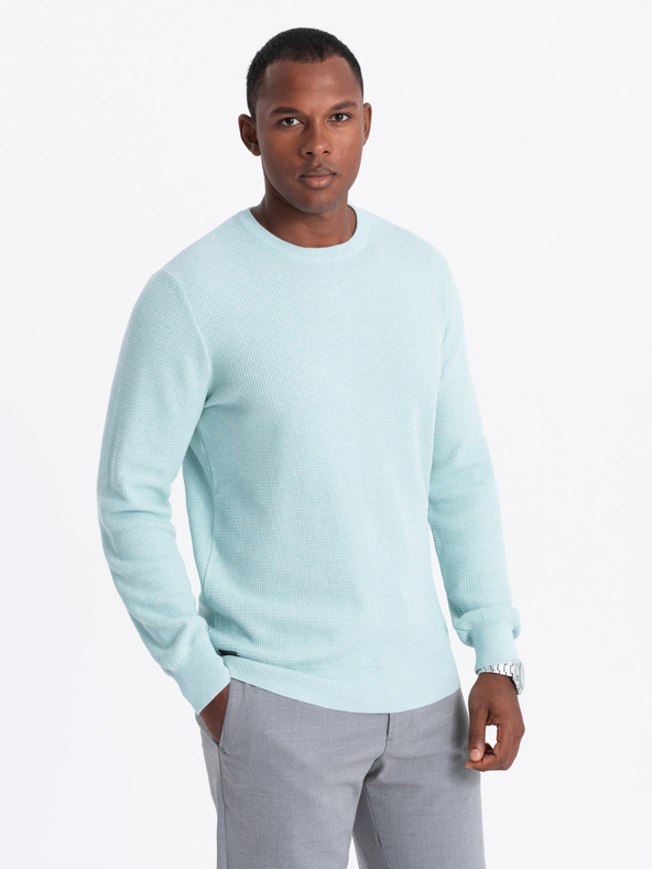 Ombre Clothing Muški melange strukturirani pleteni pulover Mint Ombre odjeća