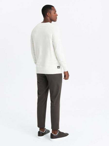 Ombre Clothing Muški raglan pulover s rebrastim rukavima Bijela Ombre odjeća