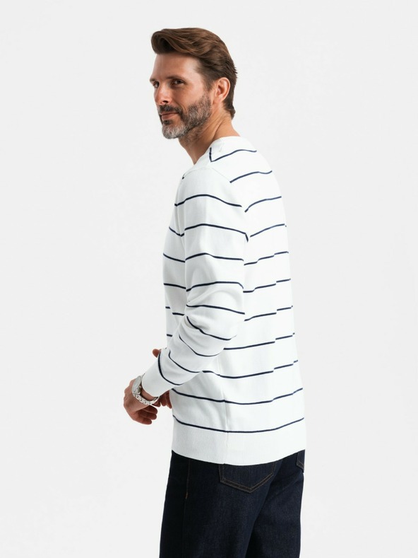 Ombre Clothing Muški casual džemper s vodoravnim prugama krem ​​Ombre Clothing