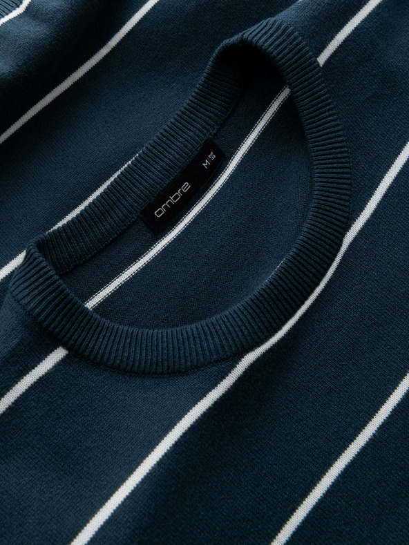 Ombre Clothing Muški ležerni pulover s vodoravnim prugama tamnoplava Ombre odjeća
