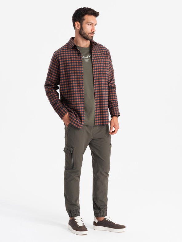 Ombre Clothing Muške jogger hlače s džepovima i printom u tamno maslinastoj Ombre odjeći