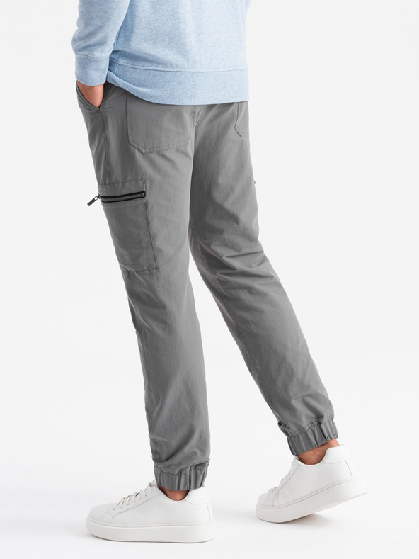 Ombre Clothing Muške jogger hlače s džepovima i printom siva Ombre odjeća