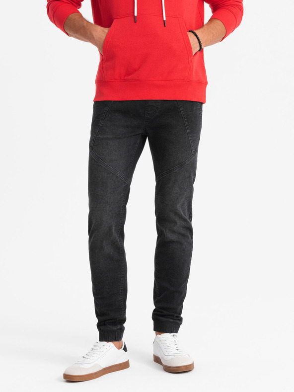 Ombre Clothing Muška traper trenirka s asimetričnim šavovima crna Ombre odjeća