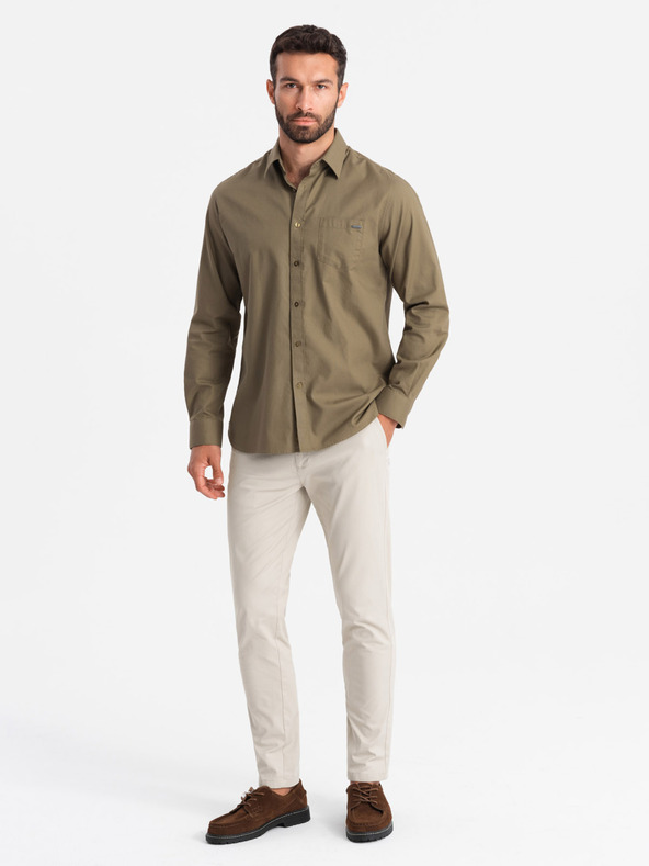 Ombre Clothing Muške chino hlače REGULAR FIT bež Ombre odjeća