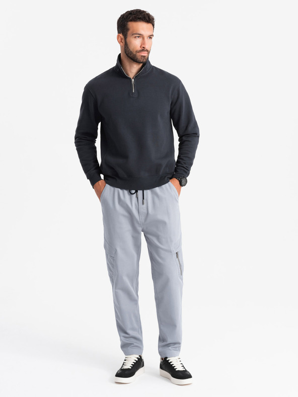 Ombre Clothing Muška pletena trenirka s kargo džepovima u svijetlosivoj Ombre odjeći