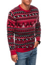 Edoti Muški božićni pulover s norveškim uzorcima crveni EDOTI