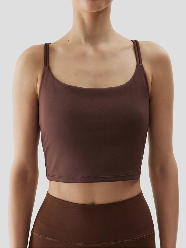 4F Ženski crop top za jogu od recikliranih materijala 4F - smeđi