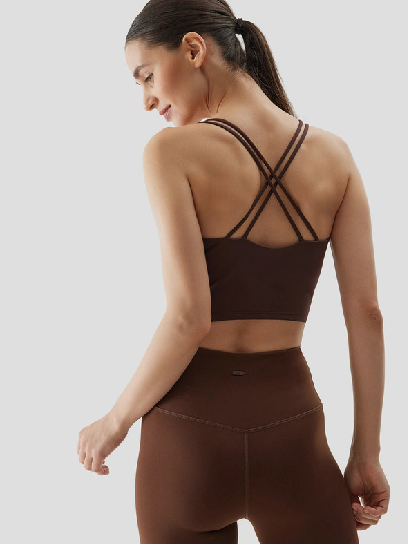 4F Ženski crop top za jogu od recikliranih materijala 4F - smeđi