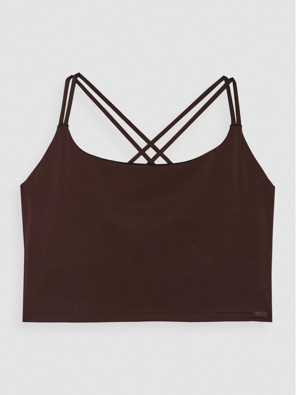 4F Ženski crop top za jogu od recikliranih materijala 4F - smeđi