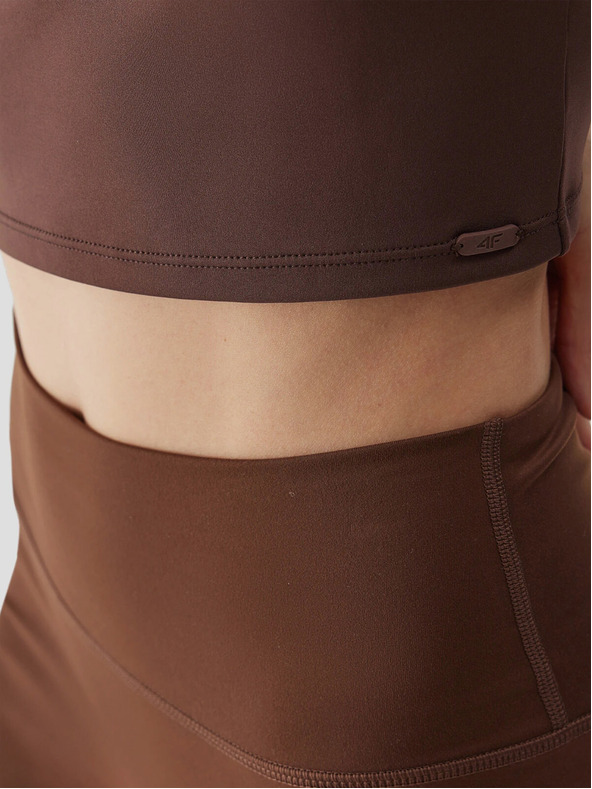 4F Ženski crop top za jogu od recikliranih materijala 4F - smeđi