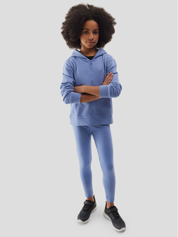 4F Trenirka za djevojčice, hoodie na patentni zatvarač s kapuljačom 4F - tamnoplava
