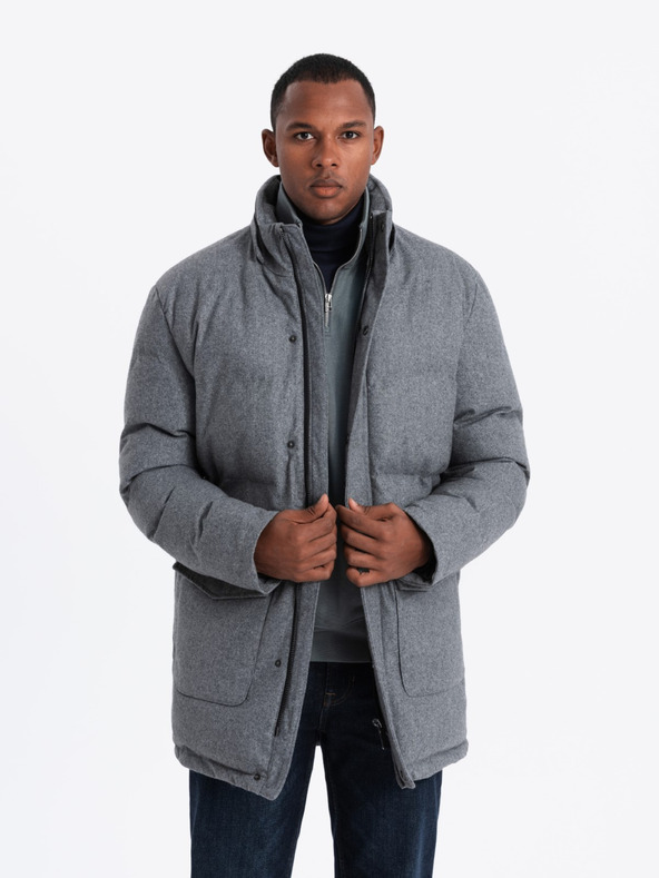 Ombre Clothing Muška duga topla parka jakna s vunom Ombre Clothing