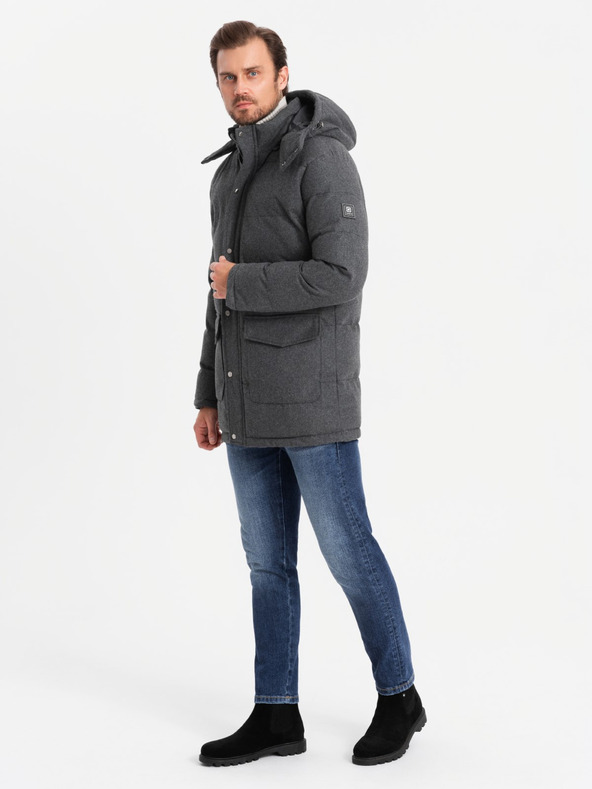 Ombre Clothing Muška duga topla parka jakna s vunom Ombre Clothing