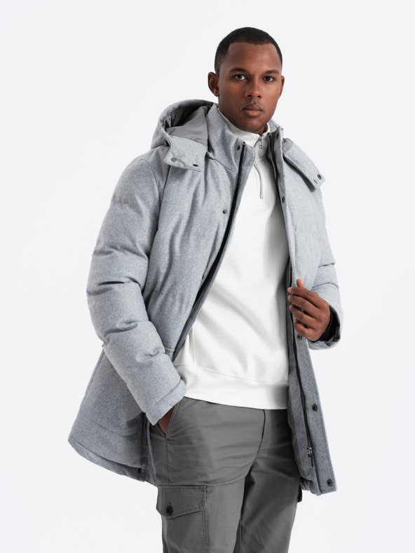 Ombre Clothing Muška duga topla parka jakna s vunom Ombre Clothing