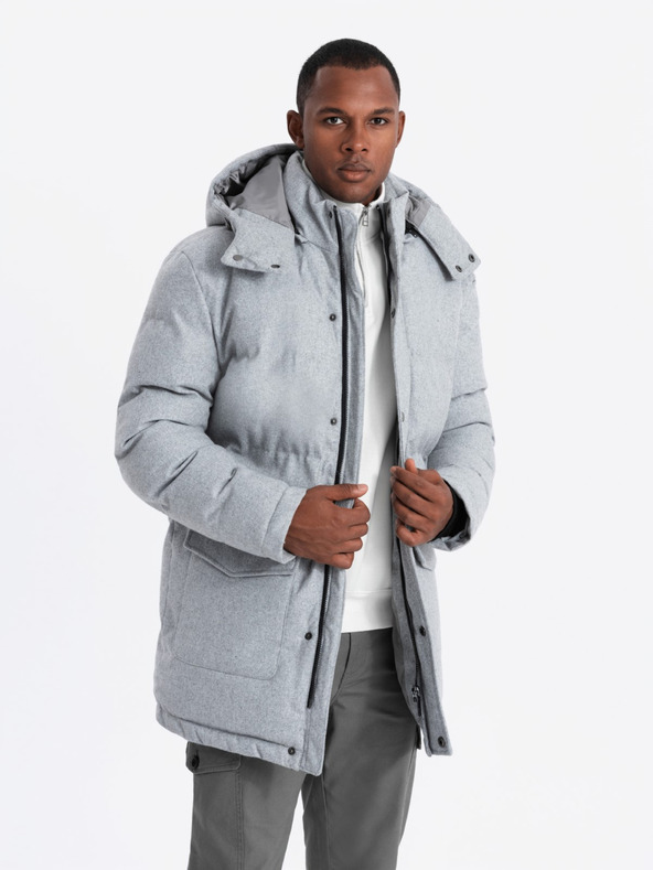 Ombre Clothing Muška duga topla parka jakna s vunom Ombre Clothing