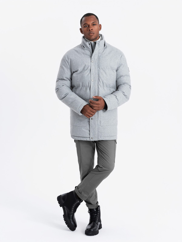 Ombre Clothing Muška duga topla parka jakna s vunom Ombre Clothing