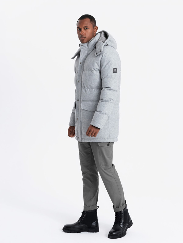 Ombre Clothing Muška duga topla parka jakna s vunom Ombre Clothing