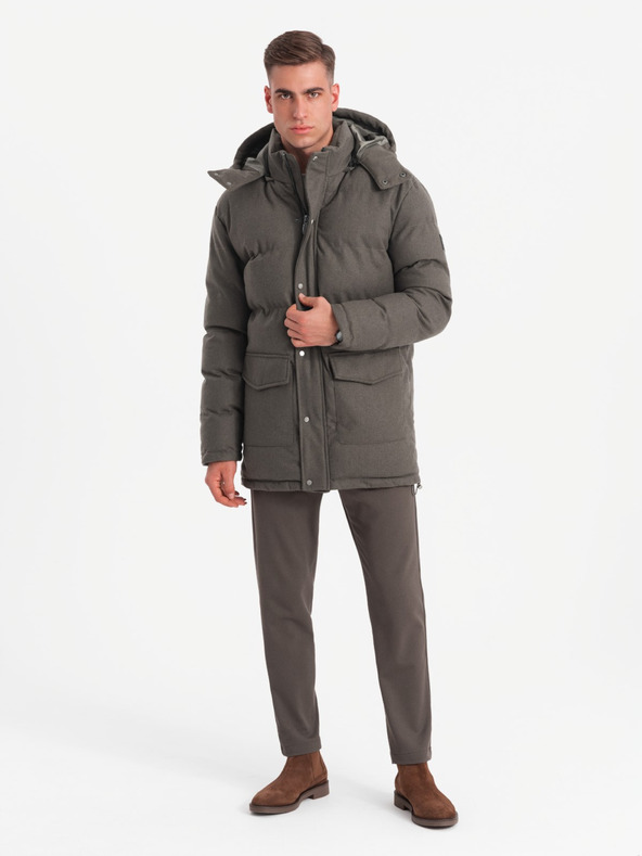 Ombre Clothing Muška duga topla parka jakna s vunom Ombre Clothing