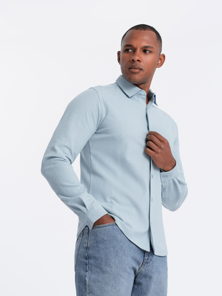 Ombre Clothing Ombre Clothing Muška pletena uska košulja dugih rukava
