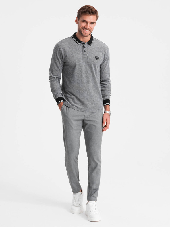 Ombre Clothing Muška polo majica s dugim rukavima i vezom Ombre Clothing