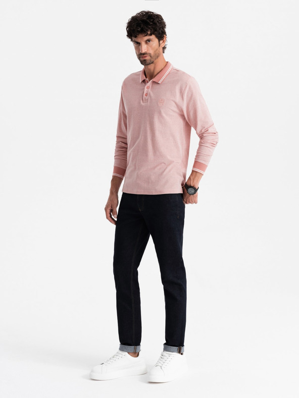 Ombre Clothing Muška polo majica s dugim rukavima i vezom Ombre Clothing