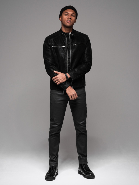 Ombre Clothing Muške traperice STRAIGHT LEG - crne V1 OM-PADP-0133 Ombre odjeća