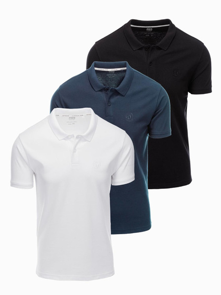 Ombre Clothing Muška pamučna polo majica BASIC - crna/teget/bijela V1 OM-POBS-0133 Ombre odjeća