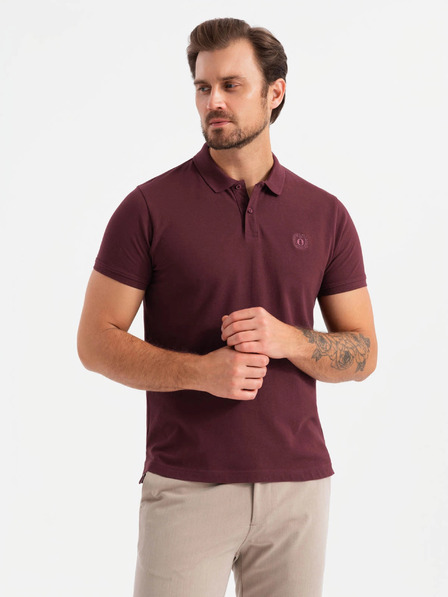 Ombre Clothing Muška pamučna polo majica BASIC - bijela/bordo/tamnoplava V4 OM-POBS-0133 Ombre odjeća