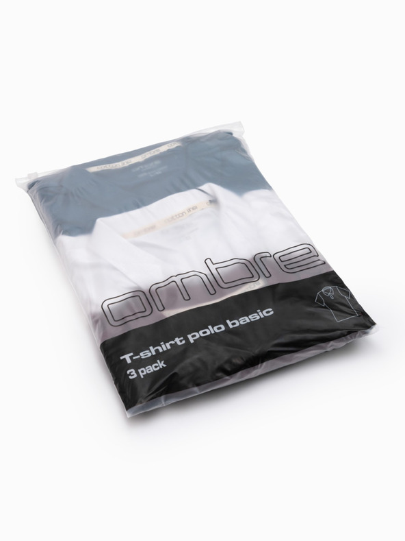 Ombre Clothing Muška pamučna polo majica BASIC - bijela/bordo/tamnoplava V4 OM-POBS-0133 Ombre odjeća