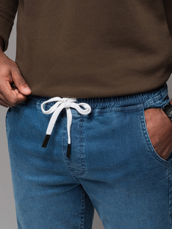 Ombre Clothing Muške traper trenirke s rubom - plava V3 OM-PADJ-0156 Ombre odjeća