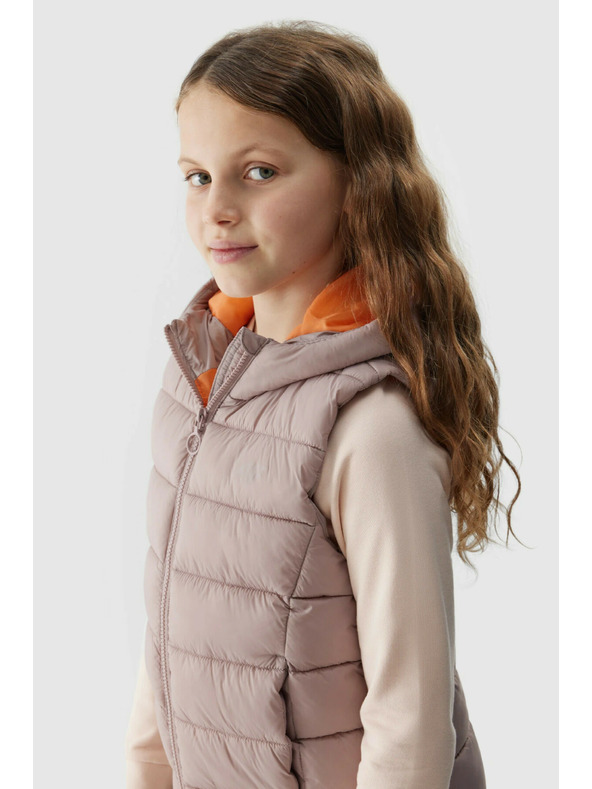 4F Prsluk za djevojčice s punjenjem od sintetičkog perja 4F - bež