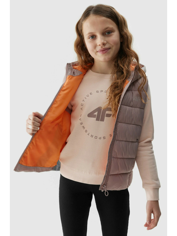 4F Prsluk za djevojčice s punjenjem od sintetičkog perja 4F - bež