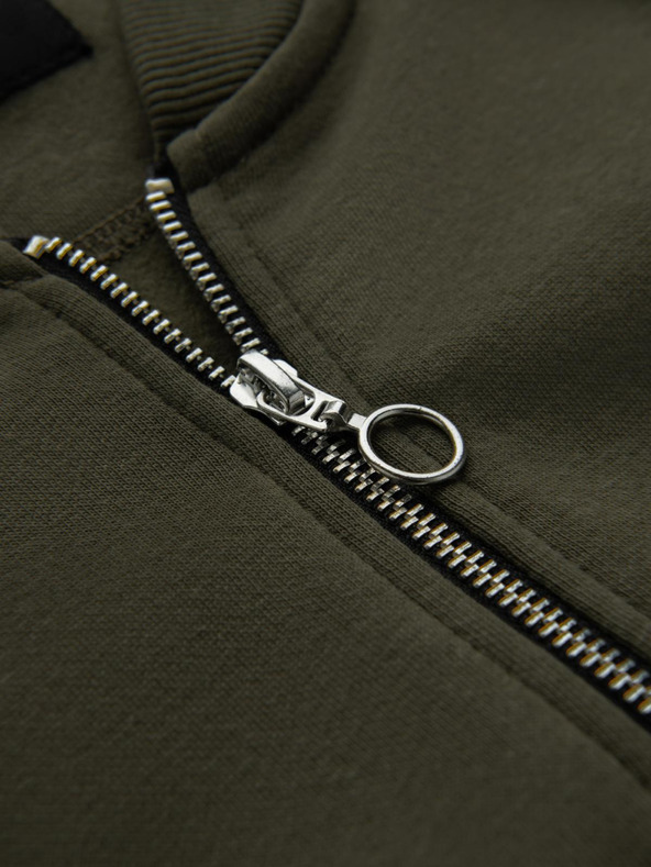 Ombre Clothing Muška kaki pamučna bombaška majica s patentnim zatvaračem Ombre odjeća