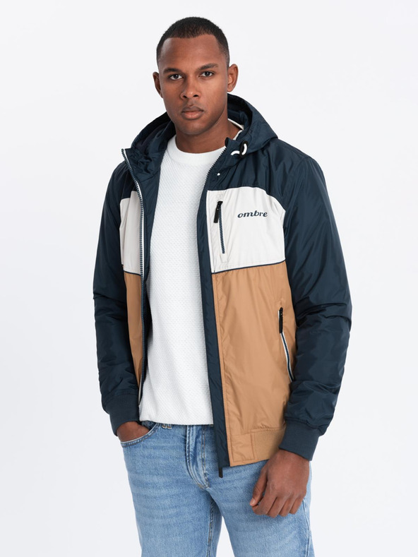 Ombre Clothing Muška svijetla sportska jakna s flisom smeđa Ombre odjeća