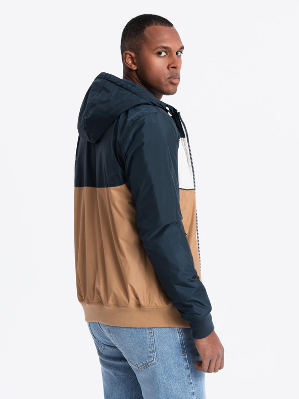 Ombre Clothing Muška svijetla sportska jakna s flisom smeđa Ombre odjeća